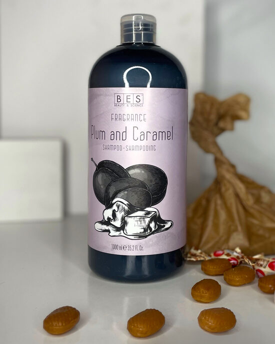 BES FRAGRANCE šampūns ar Plūmes un karamele aromātu 1000ml