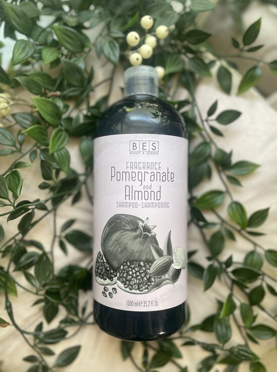BES FRAGRANCE šampūns ar granātābolu un mandeļu aromātu 1000ml